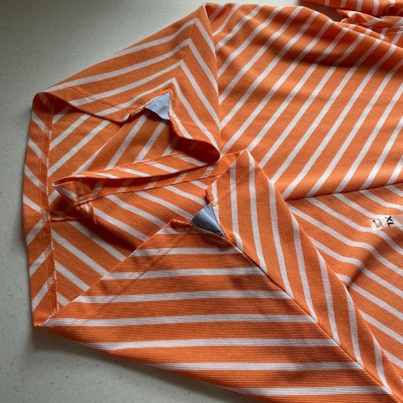 TOMMY HILFIGER POLO SHIRT XL ORANGE DIAGONAL STRIPE VERY UNIQUE SHIRT - Picture 9 of 16